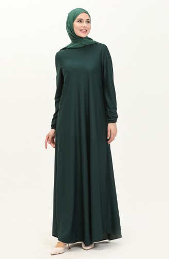 Elastic Sleeve Dress 7777-04 Emerald Green 7777-04