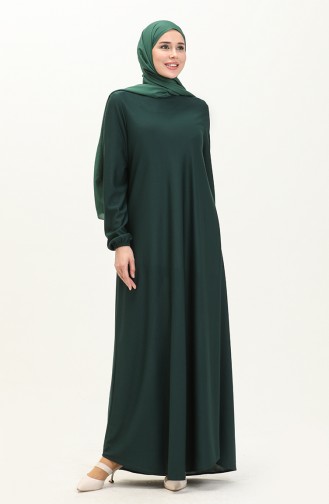 Elastic Sleeve Dress 7777-04 Emerald Green 7777-04