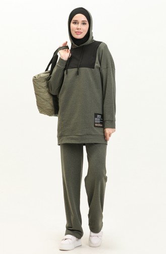 Farbe Garniert Trainingsanzug mit Kapuze 3003-05 Khaki 3003-05