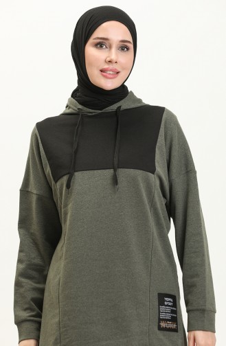 Farbe Garniert Trainingsanzug mit Kapuze 3003-05 Khaki 3003-05