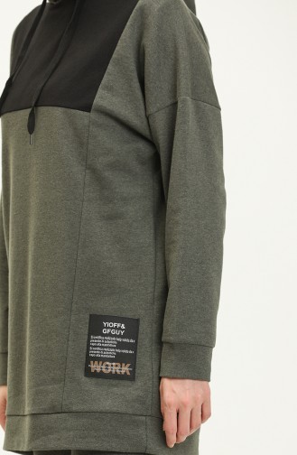 Farbe Garniert Trainingsanzug mit Kapuze 3003-05 Khaki 3003-05