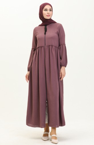 Abaya de Saison à Fermeture 5027-02 Lila Foncé 5027-02