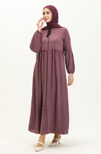 Saisonale Abaya mit Reißverschluss 5027-02 Dunkelflieder 5027-02