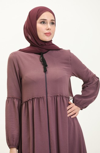 Saisonale Abaya mit Reißverschluss 5027-02 Dunkelflieder 5027-02