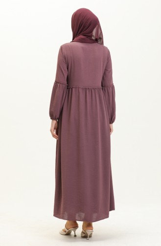 Abaya de Saison à Fermeture 5027-02 Lila Foncé 5027-02