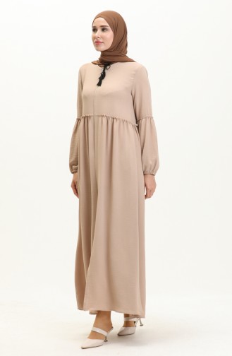 Abaya de Saison à Fermeture 5027-03 Beige 5027-03