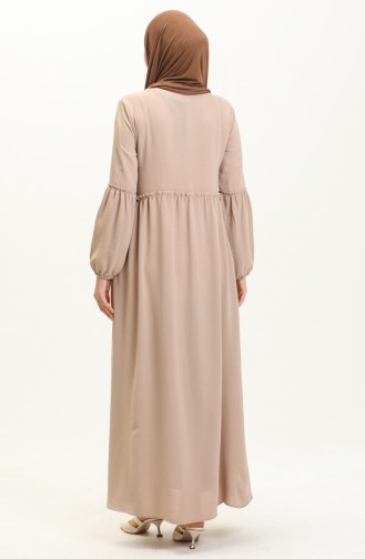 Abaya de Saison à Fermeture 5027-03 Beige 5027-03