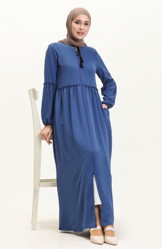 Zippered Seasonal Abaya 5027-04 Indigo 5027-04