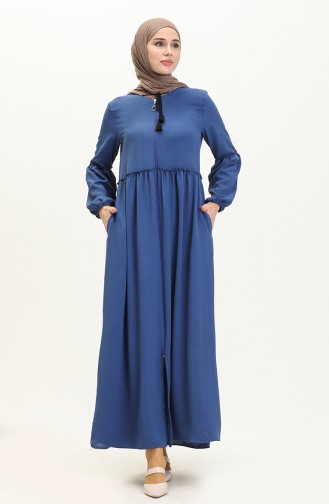 Saisonale Abaya mit Reißverschluss 5027-04 Indigo 5027-04