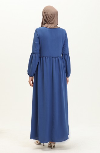 Saisonale Abaya mit Reißverschluss 5027-04 Indigo 5027-04