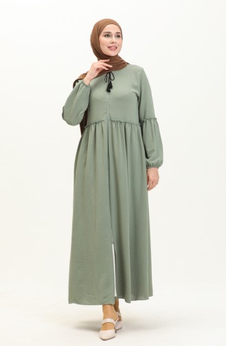 Abaya de Saison à Fermeture 5027-05 Vert 5027-05