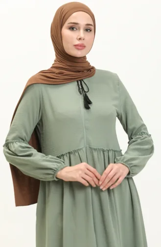 Abaya de Saison à Fermeture 5027-05 Vert 5027-05