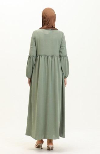 Abaya de Saison à Fermeture 5027-05 Vert 5027-05