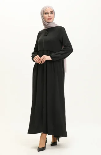 Abaya de Saison à Fermeture 5027-06 Noir 5027-06