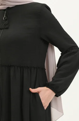 Abaya de Saison à Fermeture 5027-06 Noir 5027-06