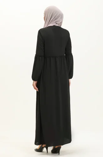 Abaya de Saison à Fermeture 5027-06 Noir 5027-06