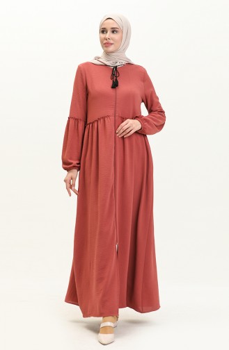 Abaya de Saison à Fermeture 5027-07 Rose Pâle 5027-07