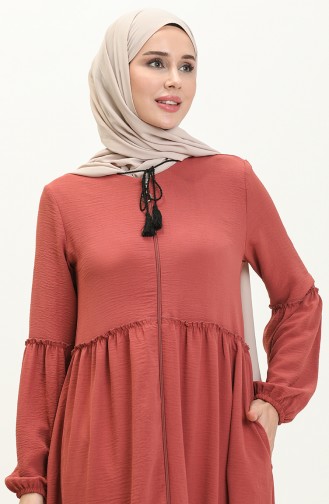 Saisonale Abaya mit Reißverschluss 5027-07 Rose  5027-07