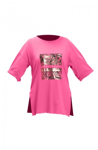 Bedrucktes Baumwoll-T-Shirt 20015-03 Fuchsia 20015-03