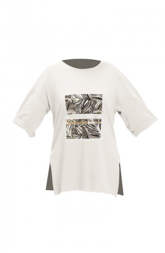 Printed Cotton T-shirt 20015-04 Ecru 20015-04