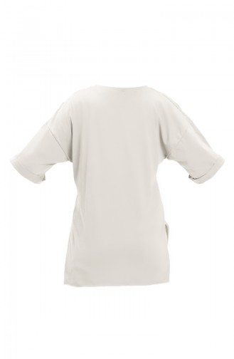 T-shirt en Coton Imprimé 20015-04 Ecru 20015-04