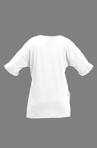 Bedrucktes Baumwoll-T-Shirt 20018-06 Weiß 20018-06