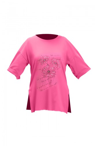 Bedrucktes Baumwoll-T-Shirt 20019-01 Fuchsia 20019-01