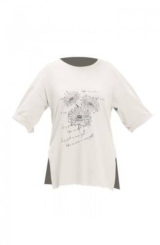 Printed Cotton Tshirt 20019-04 Ecru 20019-04