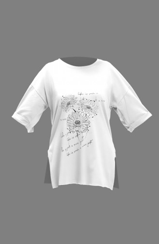 Bedrucktes Baumwoll-T-Shirt 20019-05 Weiß 20019-05