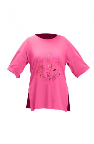 Bedrucktes Baumwoll-T-Shirt 20021-03 Fuchsia 20021-03
