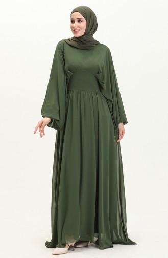 Fledermausärmel Chiffon Abendkleid 6068-03 Khaki 6068-03