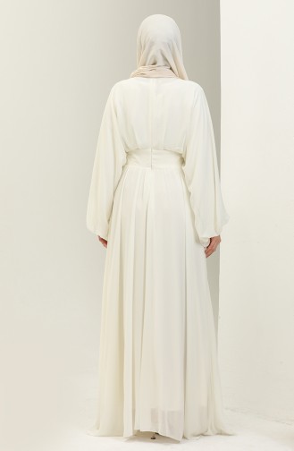 Bat Sleeve Chiffon Evening Dress 6068-06 Ecru 6068-06