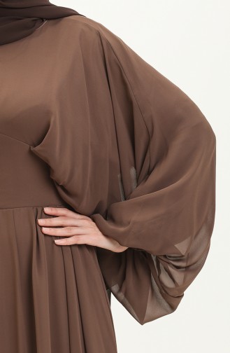 Bat Sleeve Chiffon Evening Dress 6068-08 Brown 6068-08