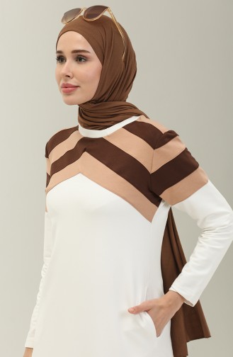 Farbe Garniertes Kleid 71078-02 Creme 71078-02