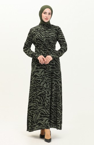 Robe à Motifs avec Poche 1754-02 Vert 1754-02