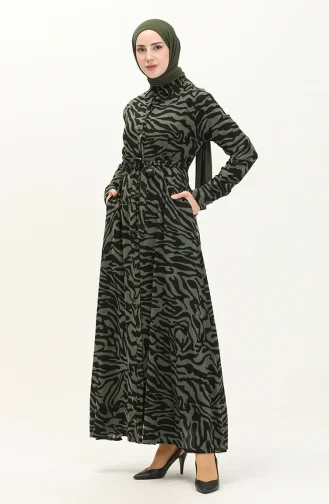 Robe à Motifs avec Poche 1754-02 Vert 1754-02