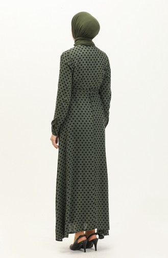 Buttoned Polka Dot Dress 1755-03 Green 1755-03