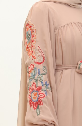 Embroidered Chiffon Dress 24Y8889-06 Mink 24Y8889-06