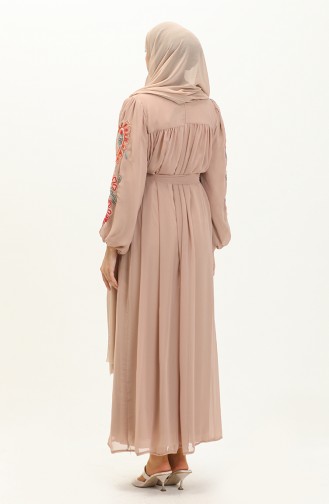 Embroidered Chiffon Dress 24Y8889-06 Mink 24Y8889-06