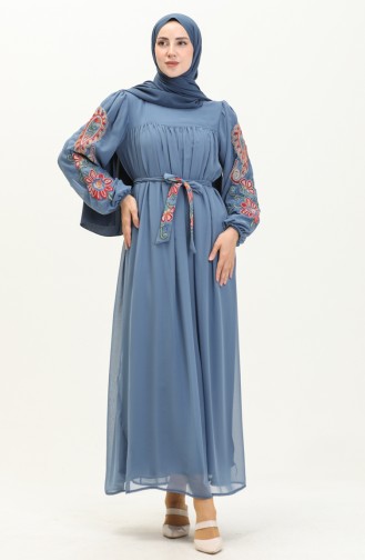Embroidered Chiffon Dress 24Y8889-07 Indigo 24Y8889-07