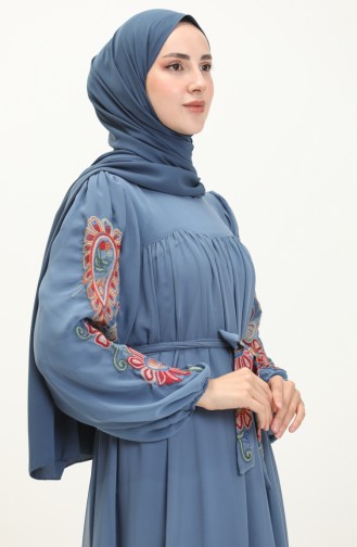 Embroidered Chiffon Dress 24Y8889-07 Indigo 24Y8889-07