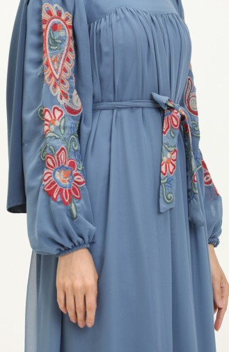 Embroidered Chiffon Dress 24Y8889-07 Indigo 24Y8889-07
