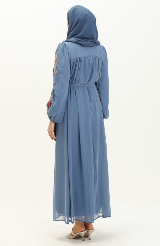 Embroidered Chiffon Dress 24Y8889-07 Indigo 24Y8889-07