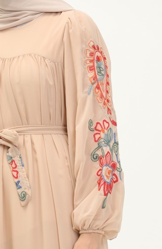 Embroidered Chiffon Dress 24Y8889-05 Beige 24Y8889-05