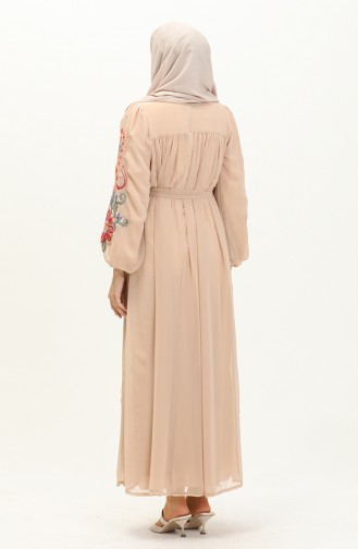 Embroidered Chiffon Dress 24Y8889-05 Beige 24Y8889-05