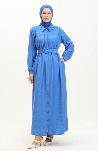 Belted Linen Dress 24Y8914-01 Saxe 24Y8914-01