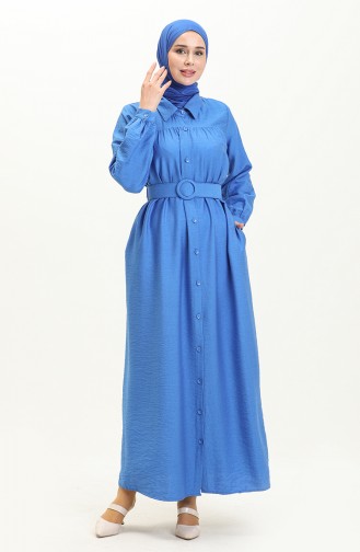 Belted Linen Dress 24Y8914-01 Saxe 24Y8914-01