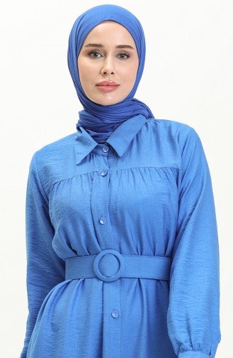 Belted Linen Dress 24Y8914-01 Saxe 24Y8914-01