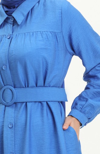 Belted Linen Dress 24Y8914-01 Saxe 24Y8914-01