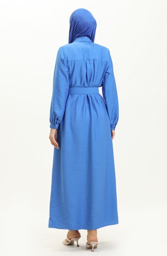 Belted Linen Dress 24Y8914-01 Saxe 24Y8914-01